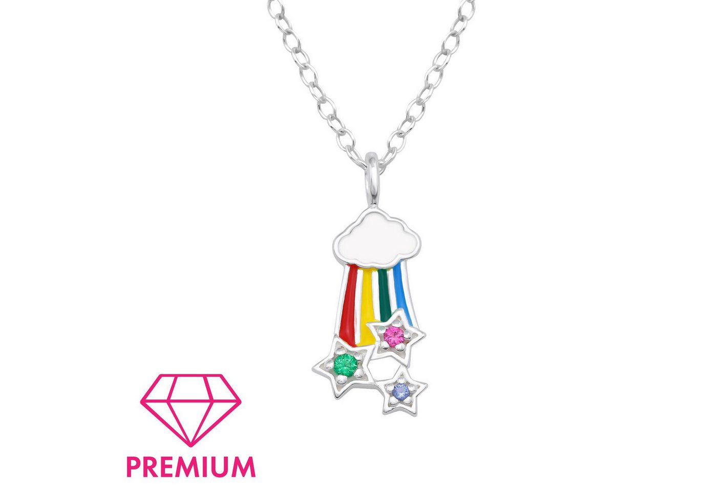 Monkimau Silberkette Regenbogen-Stern Kinder Premium Halskette 925 Silber, Hypoallergen von Monkimau