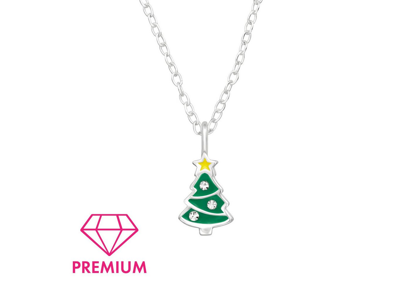 Monkimau Silberkette Weihnachtsbaum Kinder Premium Halskette 925 Silber Geschenk, Hypoallergen von Monkimau