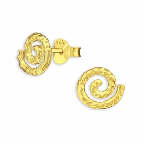 Monkimau Spiralförmige Ohrstecker aus 925 Sterling Silber, vergoldet | Hochwertiger Damenohrschmuck | Mädchen Ohrringe Schmuck Geschenke von MONKIMAU