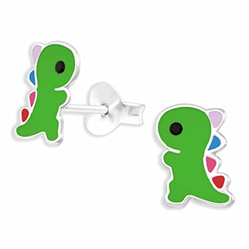 Monkimau Süße Dino Ohrstecker Ohrringe aus 925 Silber Schmuck Silberohrringe Medizinisch für Kinder Mädchen Damen Frauen von Monkimau