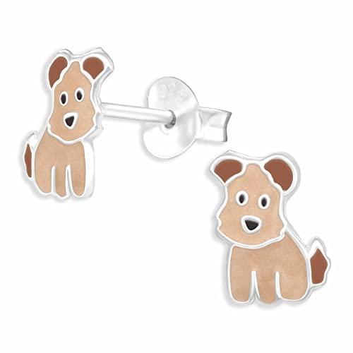 Monkimau Terrier Hunde Ohrstecker Ohrringe aus 925 Silber Schmuck Silberohrringe Medizinisch für Kinder Mädchen Damen Frauen von Monkimau