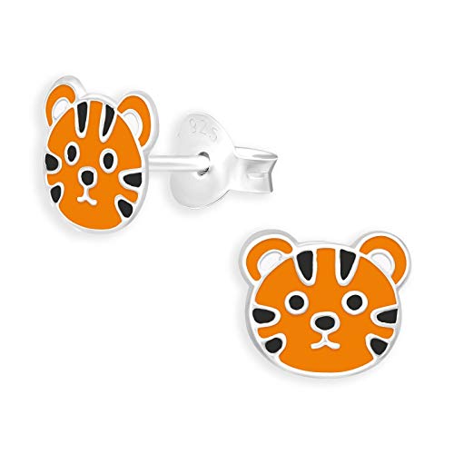 Monkimau Tiger Kinder Ohrringe Mädchen Ohrstecker 925 Silber von Monkimau