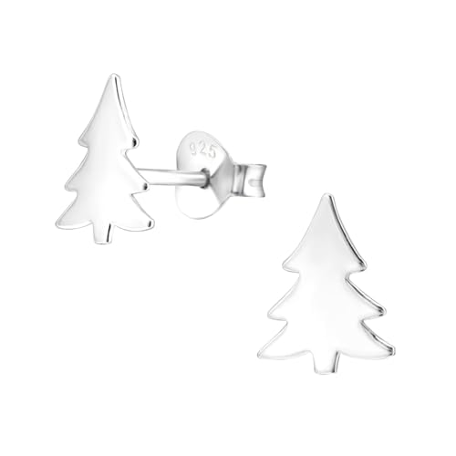 Monkimau Weihnachtsbaum Kinder Ohrringe | 925 Silber | Mädchen Ohrstecker Schmuck | Hypoallergen & Nickelfrei | Kinderohrringe Geschenkidee von MONKIMAU