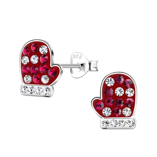 Monkimau Weihnachtshandschuh Ohrringe Mädchen Silber 925 Kinder: Hypoallergene Kinderohrringe für Mädchen 8 Jahre - Medizinische Gesundheitsstecker & Ohrstecker aus Sterling Silber von MONKIMAU