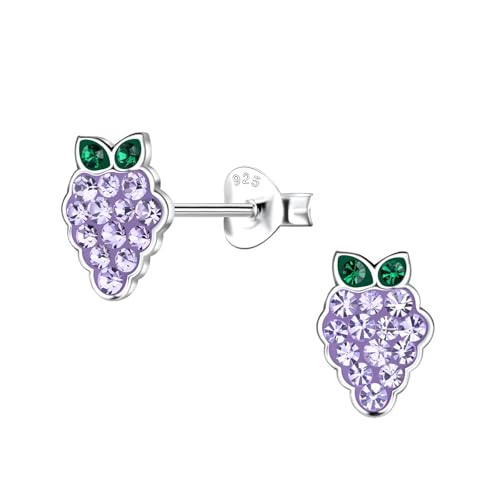 Monkimau Weintrauben Ohrringe Mädchen Silber 925 Kinder: Hypoallergene Kinderohrringe für Mädchen 8 Jahre - Medizinische Gesundheitsstecker & Ohrstecker aus Sterling Silber von MONKIMAU