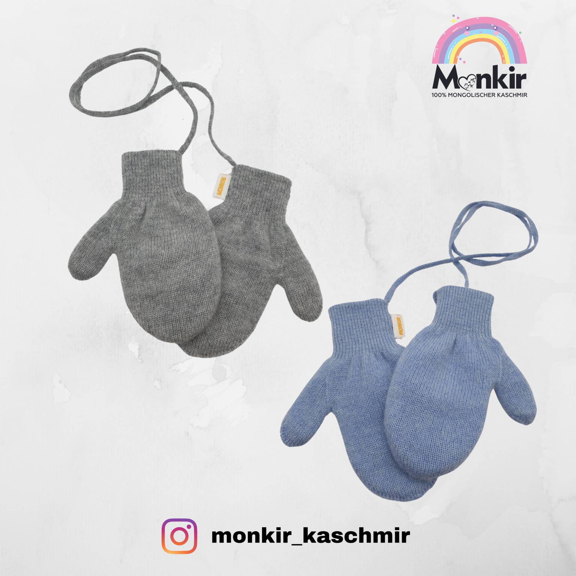 Kaschmirhandschuhe Für Babys Aus Der Mongolei, 100% Kaschmir | Blau, Grau Kaschmirhandschuhe Für Babys Aus Der Mongolei, 100% Kaschmir | Blau, Grau von MonkirKaschmir