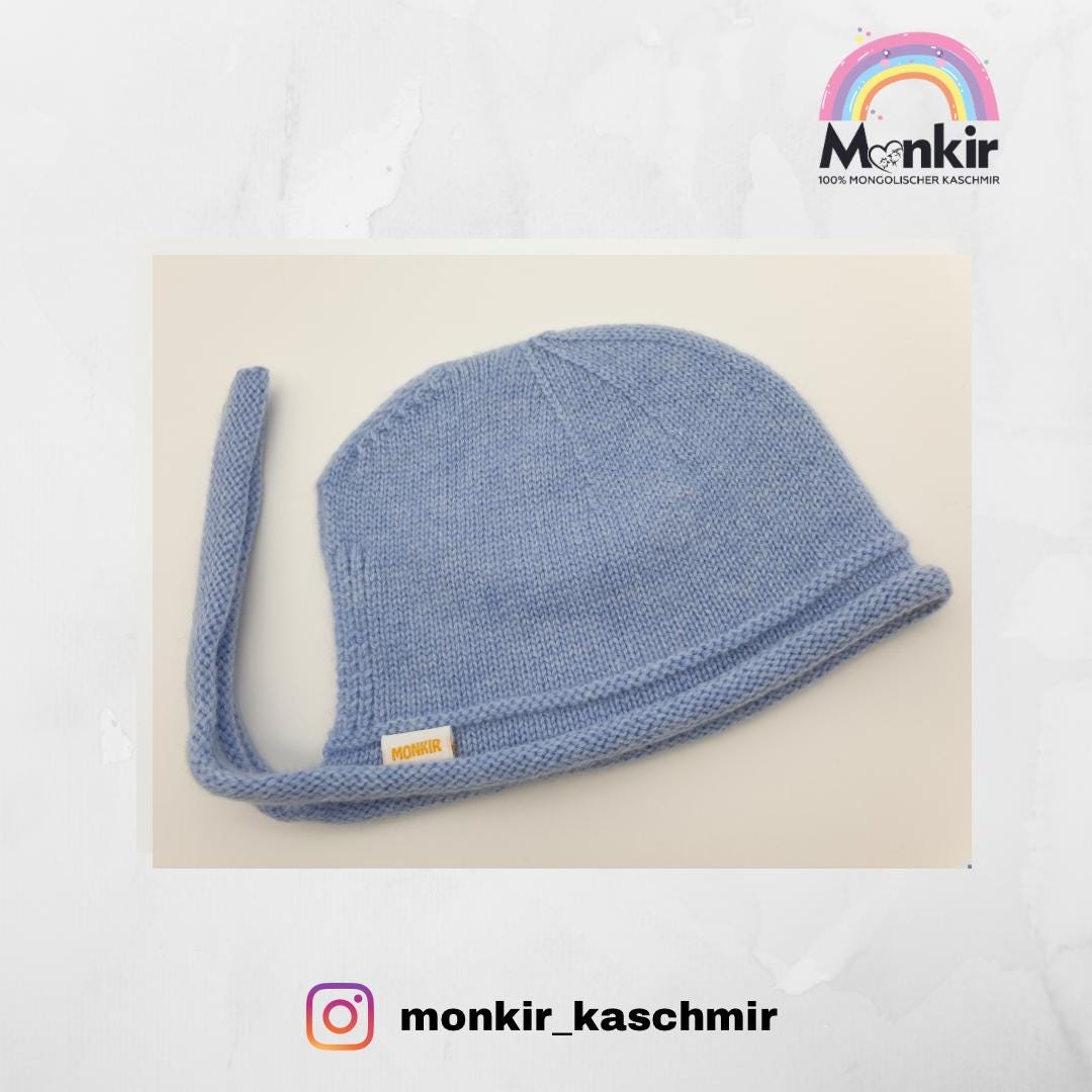 Kaschmirmütze Für Babys Aus Der Mongolei, 100% Kaschmir | Grau, Blau von MonkirKaschmir