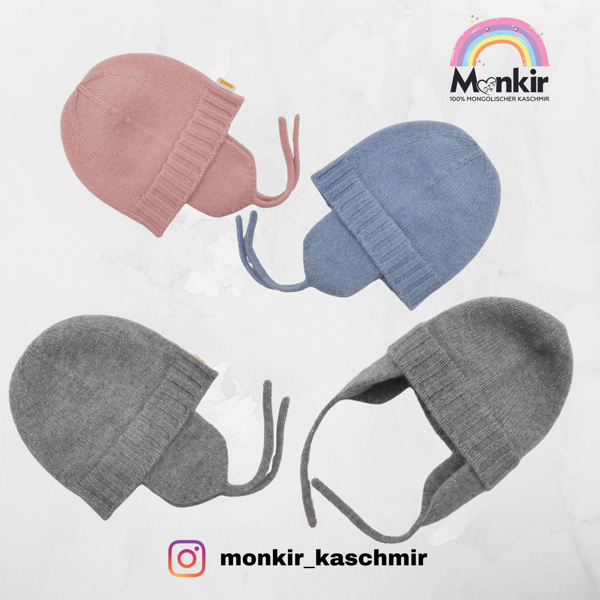 Kaschmirmütze Mit Ohren Für Babys Aus Der Mongolei, 100% Kaschmir | Blau, Grau, Beige Kaschmirmütze Mit Ohren Für Babys Aus Der Mongolei, 100% Kaschmir | Blau, Grau, Beige von MonkirKaschmir