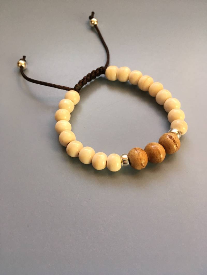 Yak & Ox Bone, Sterling Silber Verstellbar Mala Yoga Armband Mit 21 Perlen Yak & Ox Bone, Sterling Silber Verstellbar Mala Yoga Armband Mit 21 Perlen von MonksJoy