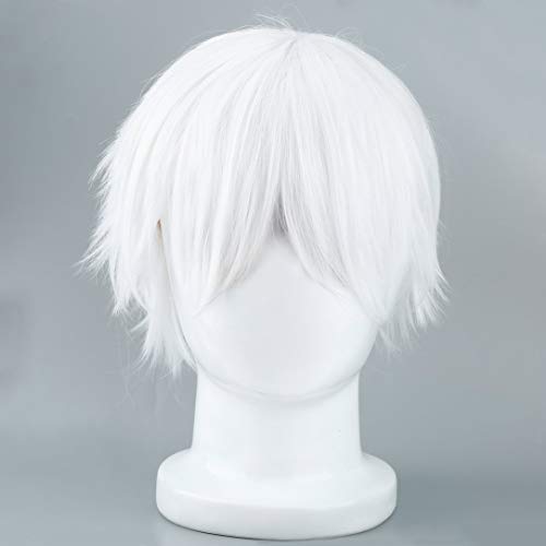 Male White Synthetic Wig for Cosplaying Anime Characters Straight Short High Temperature Silk Hair for Cosplay Wigs von Monllack