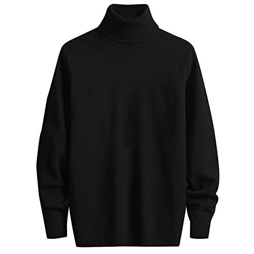 Lässiger Herren-Pullover mit hohem Kragen für den täglichen Gebrauch, Schwarz , XL von Monnadu