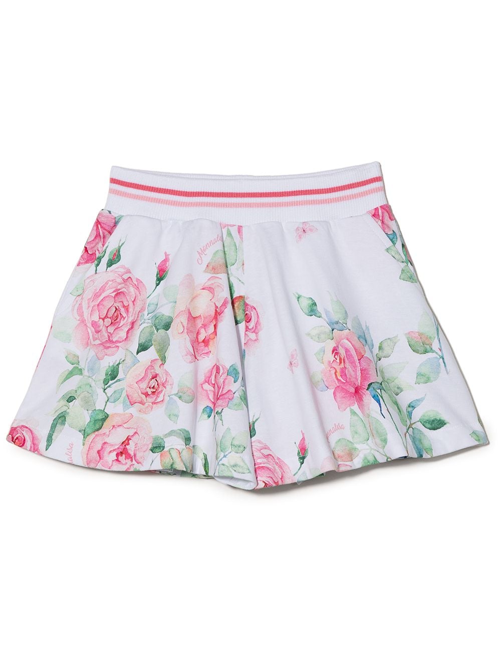 Monnalisa Ausgestelltes Minikleid mit Rosen-Print - Grün von Monnalisa