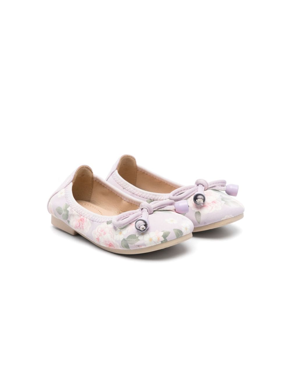 Monnalisa Ballerinas mit Blumen-Print - Violett von Monnalisa