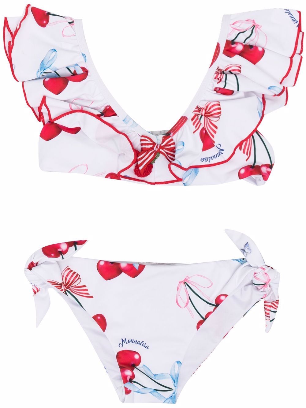 Monnalisa Bikini mit Kirschen-Print - Weiß von Monnalisa