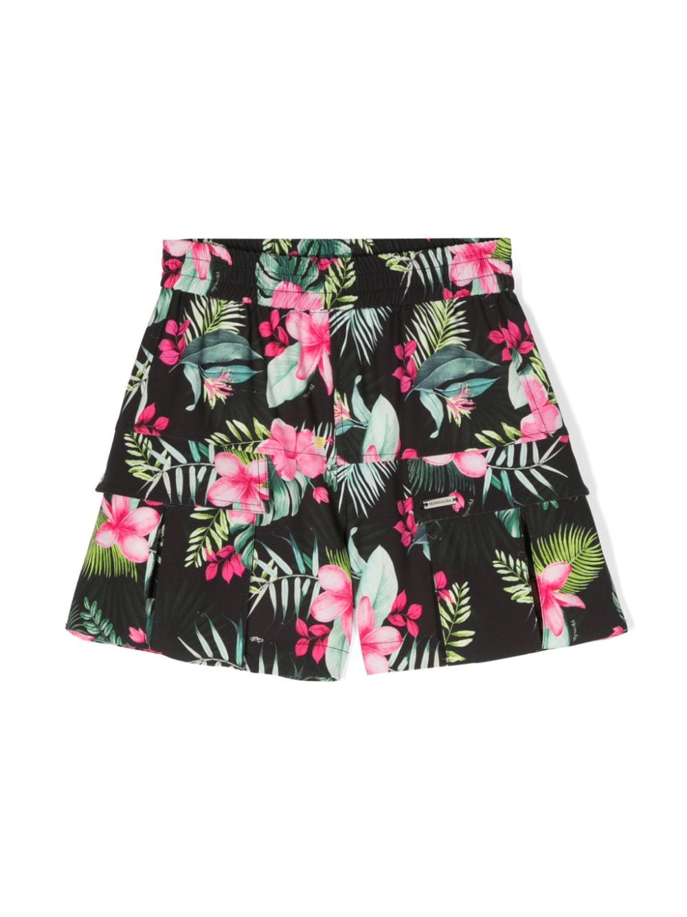 Monnalisa Cargo-Shorts mit Blumen-Print - Schwarz von Monnalisa