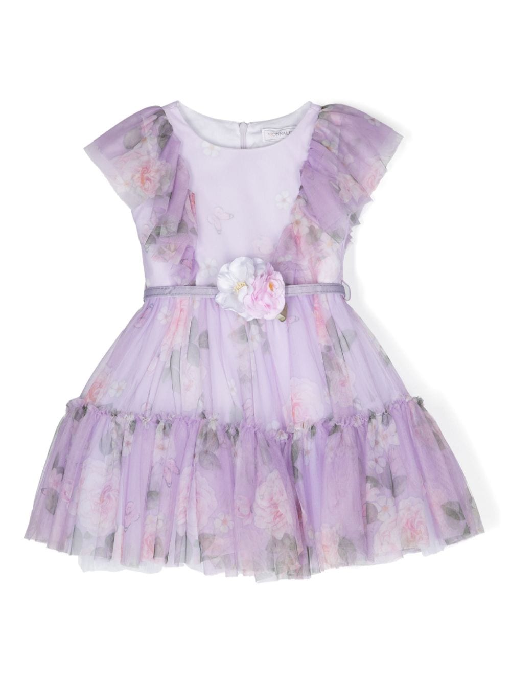 Monnalisa Festliches Kleid mit Blumen-Print - Violett von Monnalisa