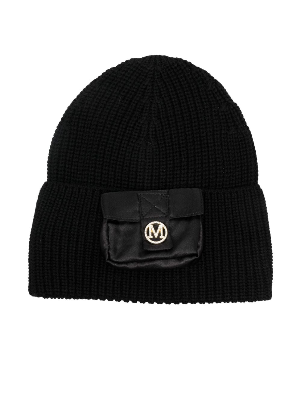 Monnalisa Gerippte Beanie mit Tasche - Schwarz von Monnalisa