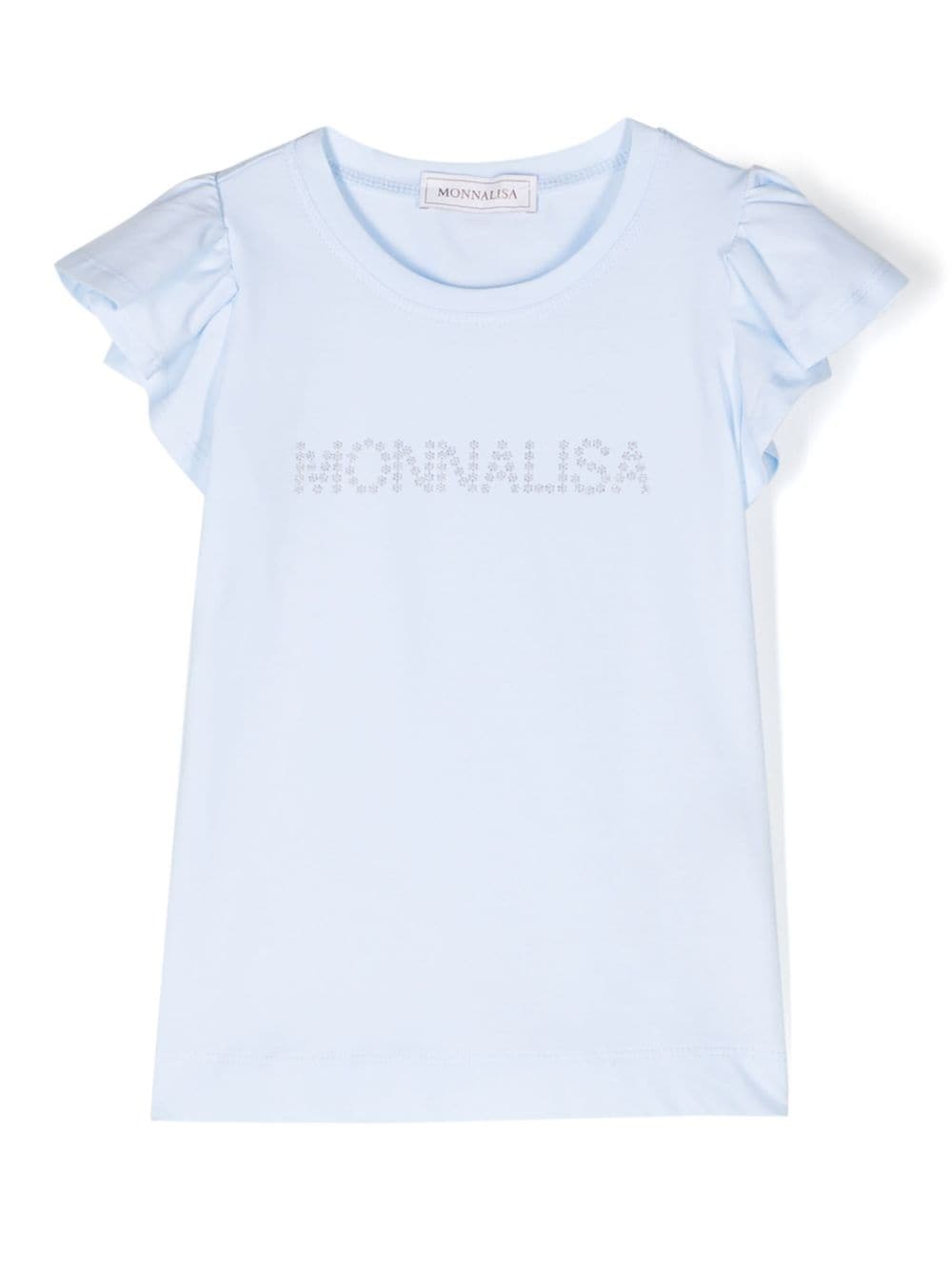 Monnalisa Gerüschtes T-Shirt mit Strass - Blau von Monnalisa