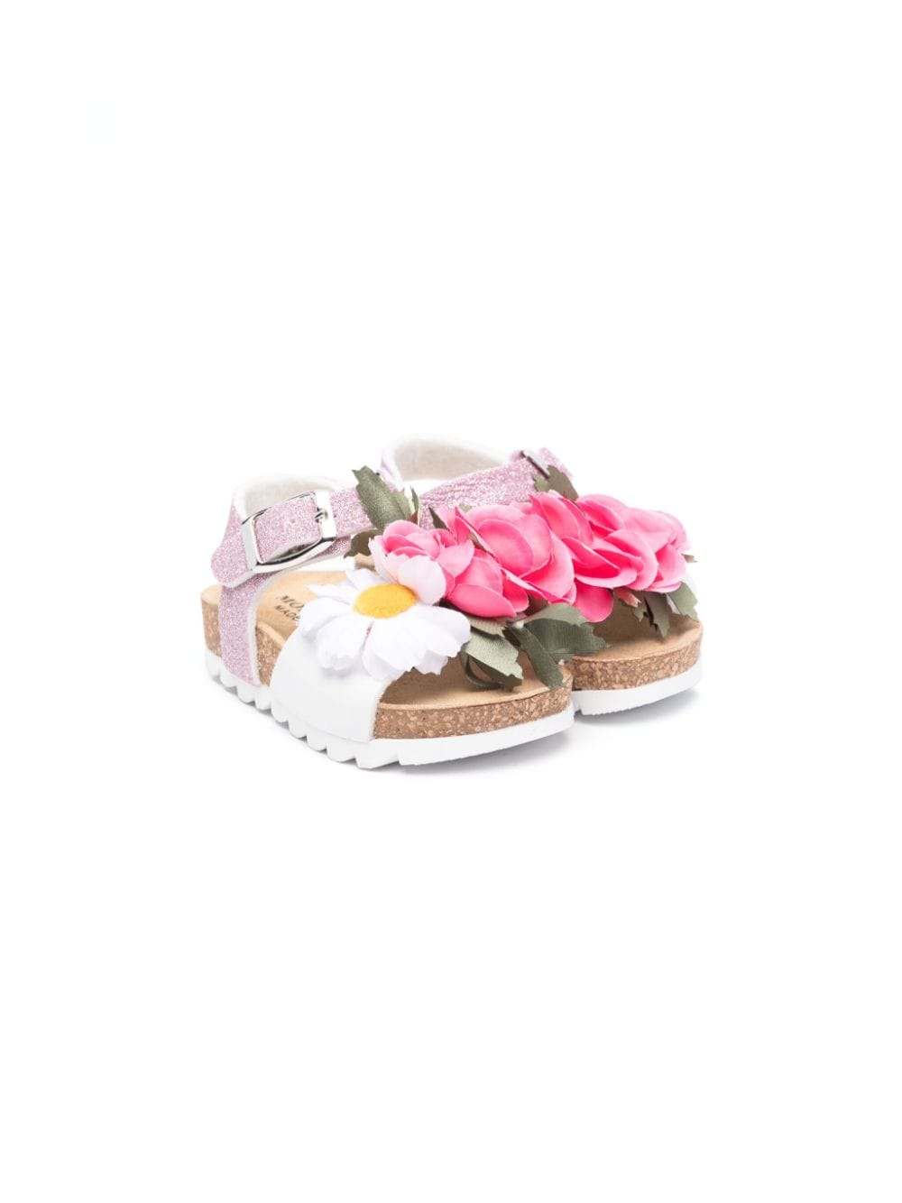 Monnalisa Glitter-Sandalen mit Kunstblumen - Rosa von Monnalisa