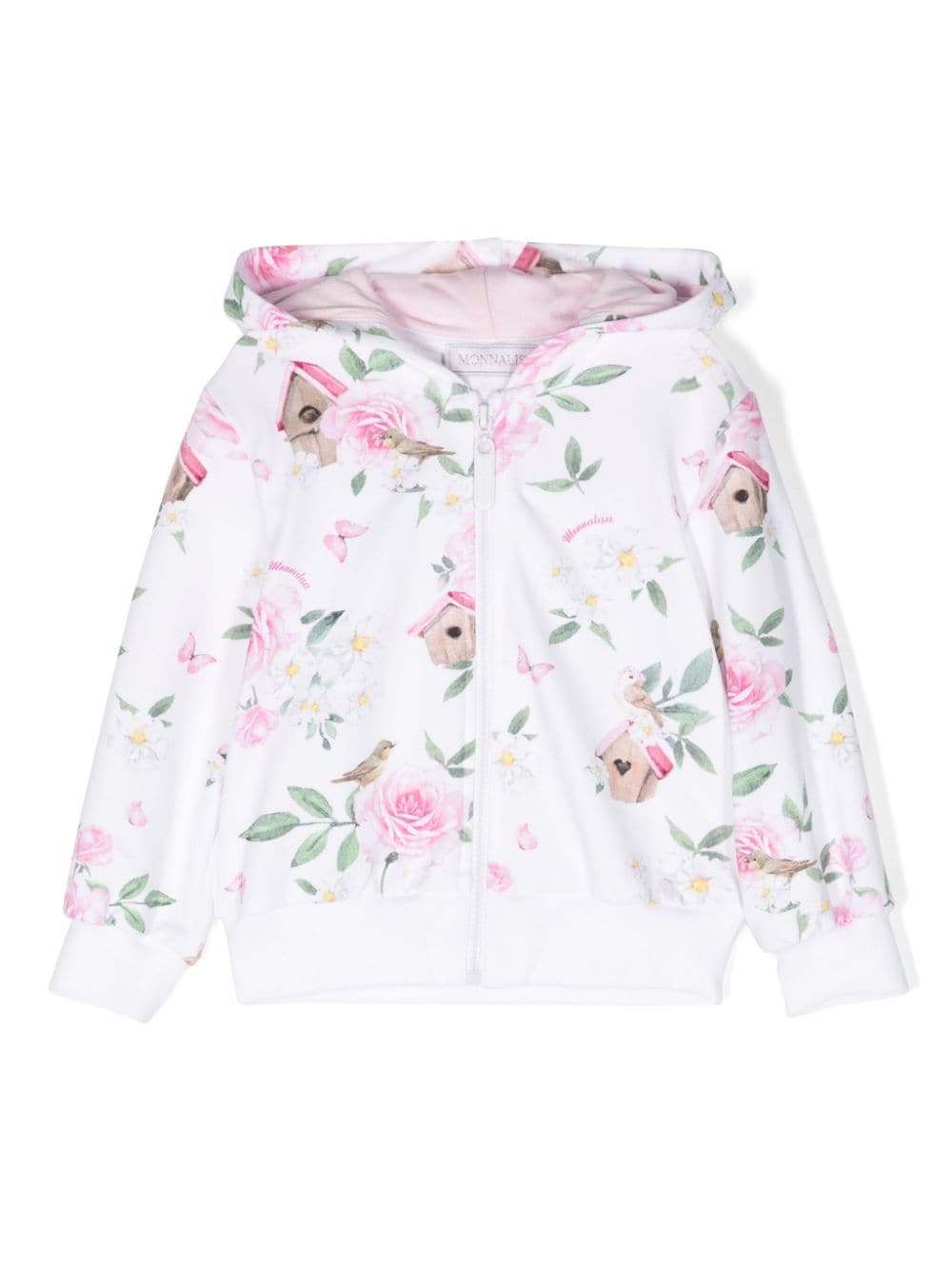 Monnalisa Kapuzenjacke mit Blumen-Print - Weiß von Monnalisa