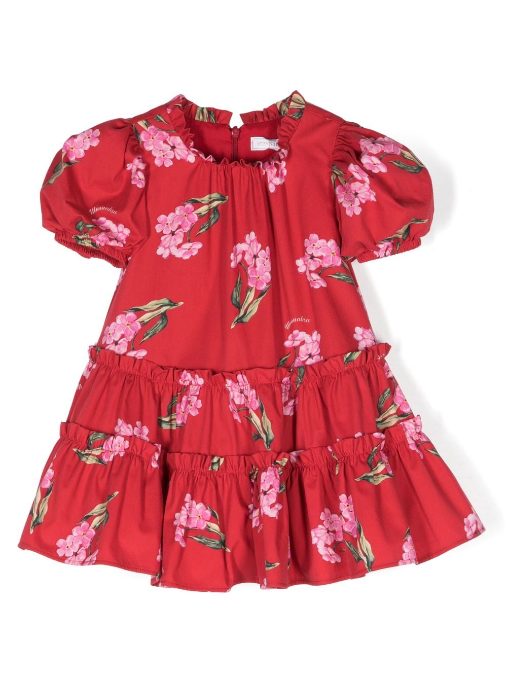 Monnalisa Kleid mit Blumen-Print - Rot von Monnalisa