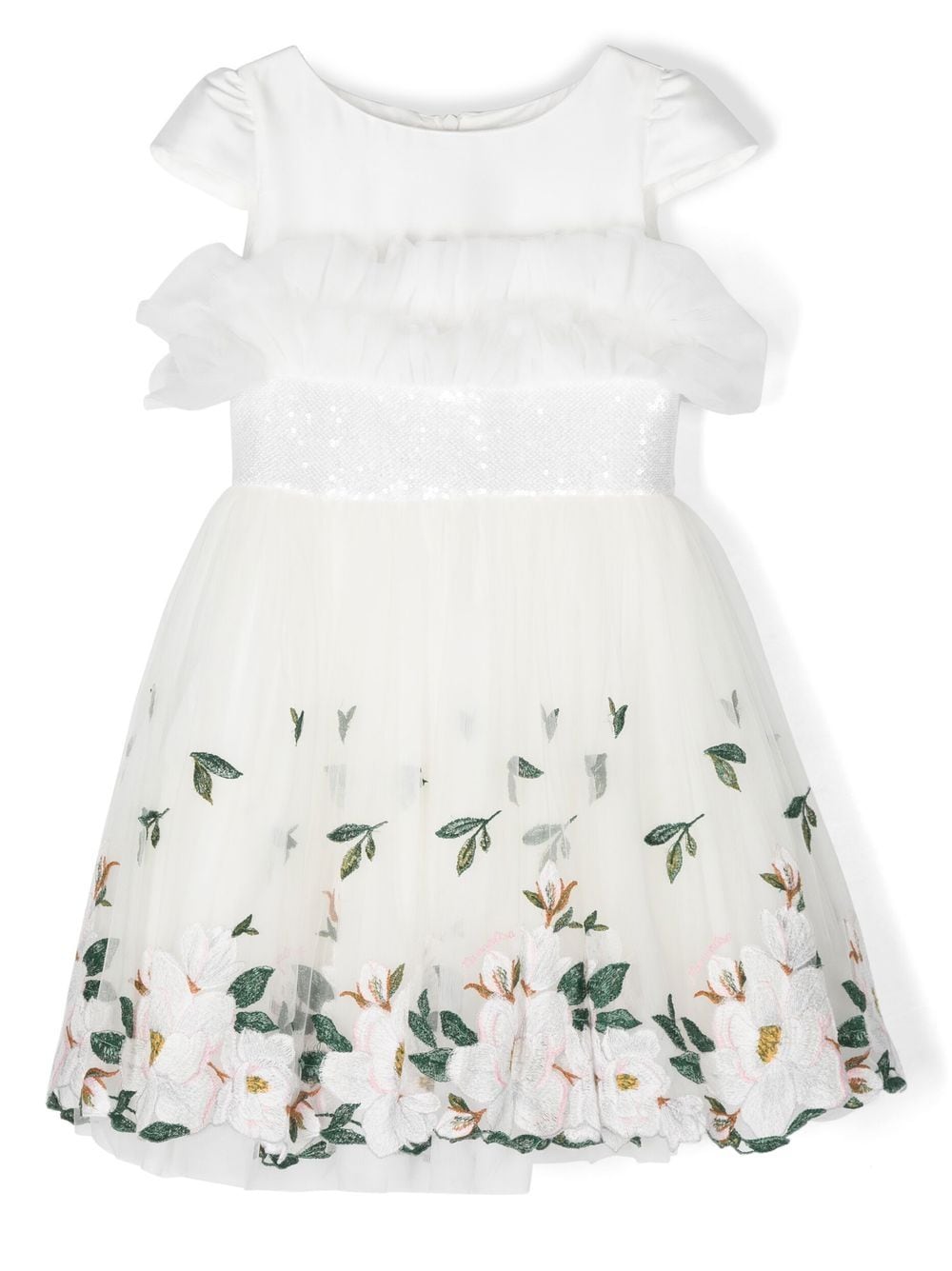 Monnalisa Kleid mit Blumen-Print - Weiß von Monnalisa