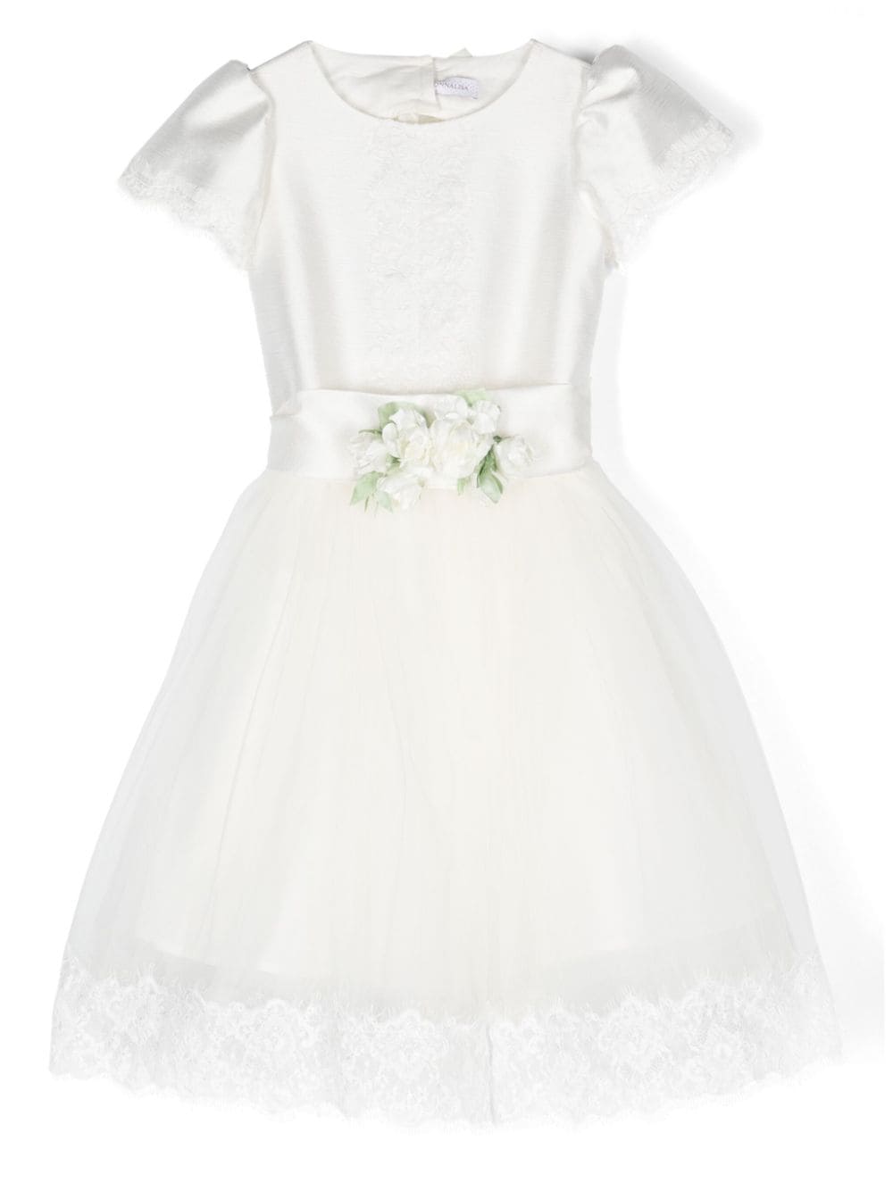 Monnalisa Kleid mit Blumenapplikation - Weiß von Monnalisa