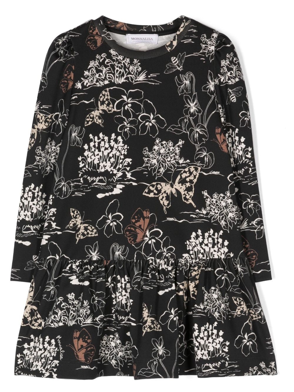 Monnalisa Kleid mit botanischem Print - Schwarz von Monnalisa