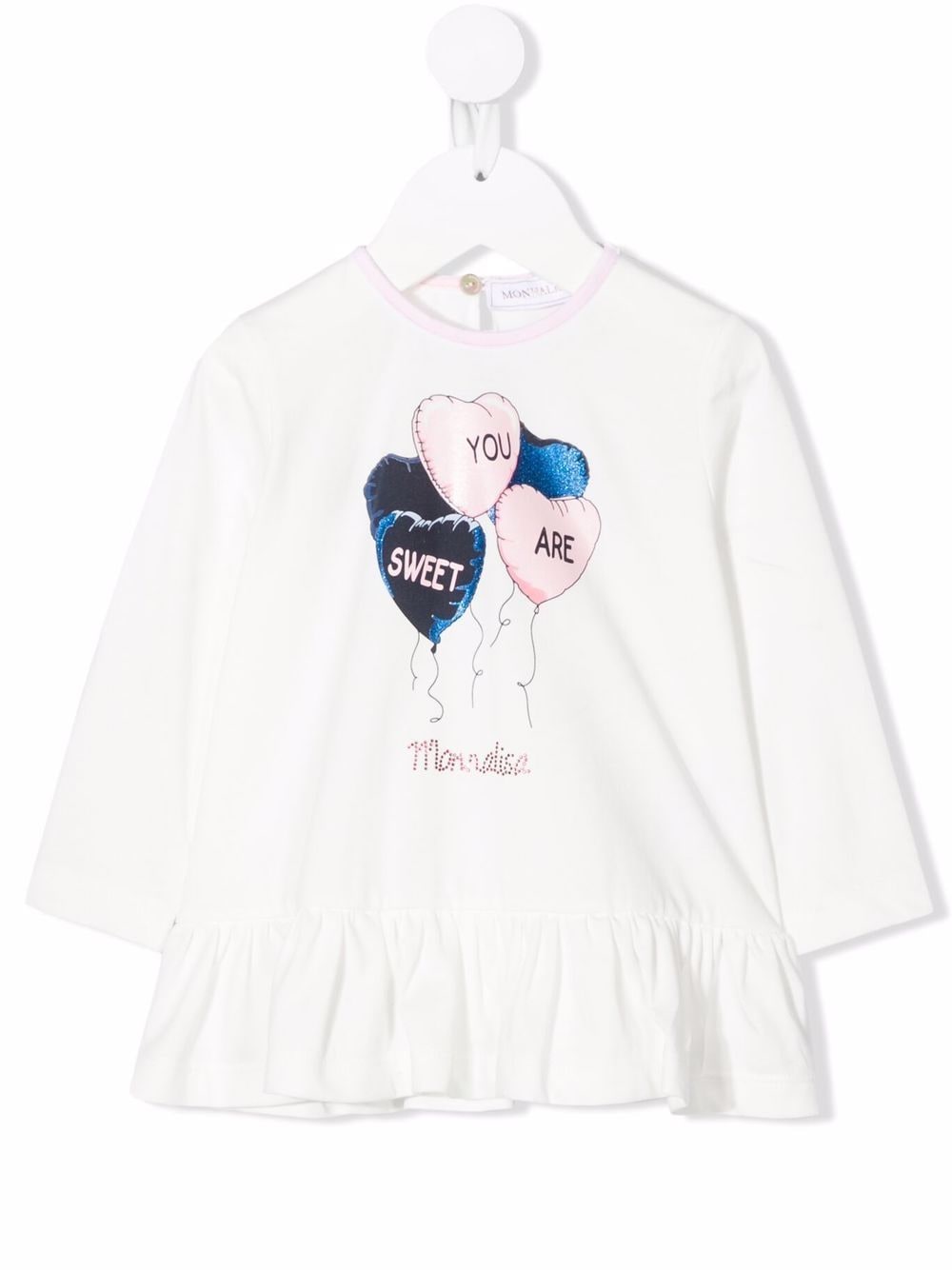 Monnalisa Langarmshirt mit grafischem Print - Weiß von Monnalisa