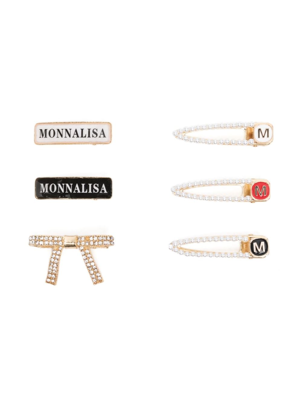 Monnalisa Set aus sechs Haarspangen mit Logo - Gold von Monnalisa