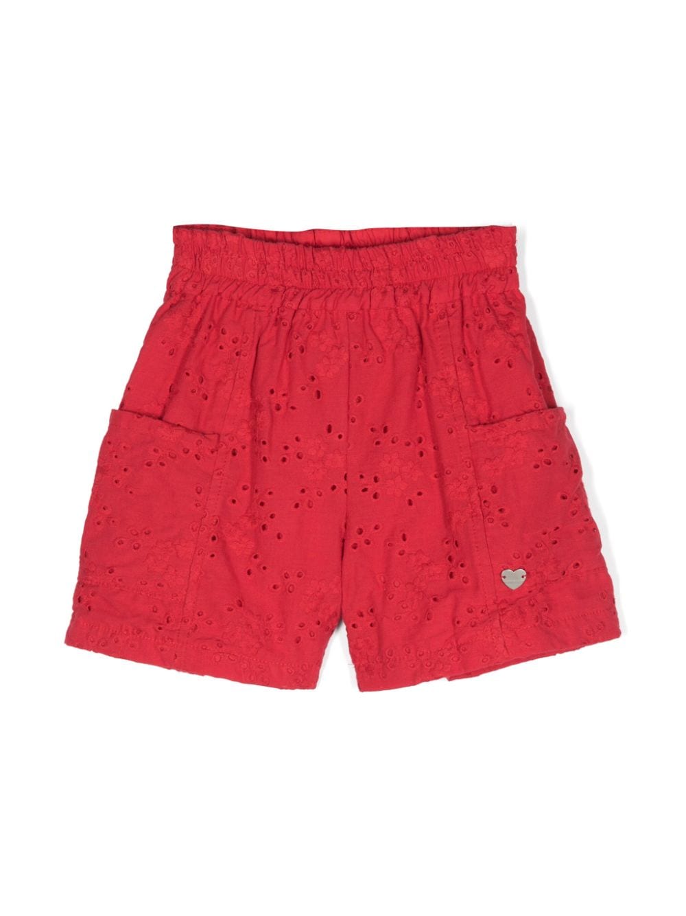 Monnalisa Shorts mit Lochstickerei - Rot von Monnalisa