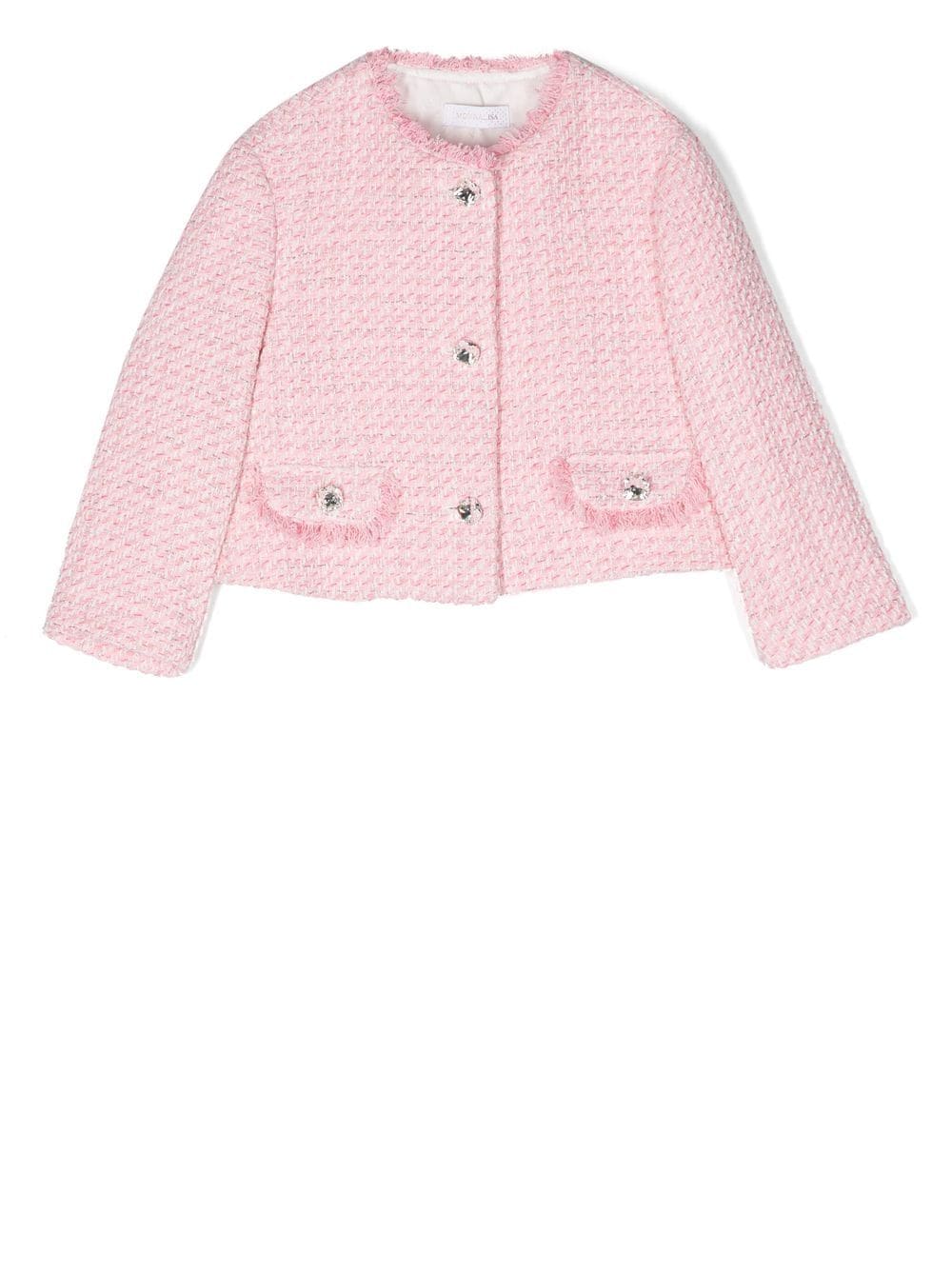 Monnalisa Tweed-Jacke mit Knopfleiste - Rosa von Monnalisa