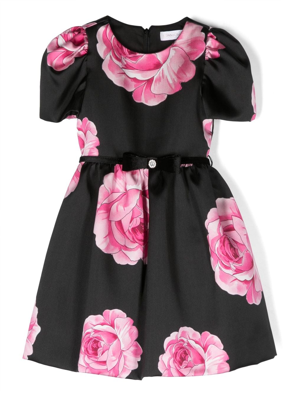 Monnalisa Kleid mit Rosen-Print - Schwarz von Monnalisa