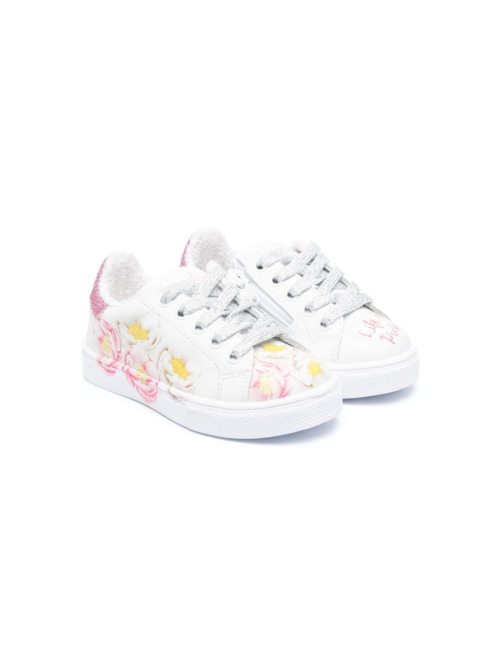 Monnalisa Sneakers mit Blumen-Print - Weiß von Monnalisa