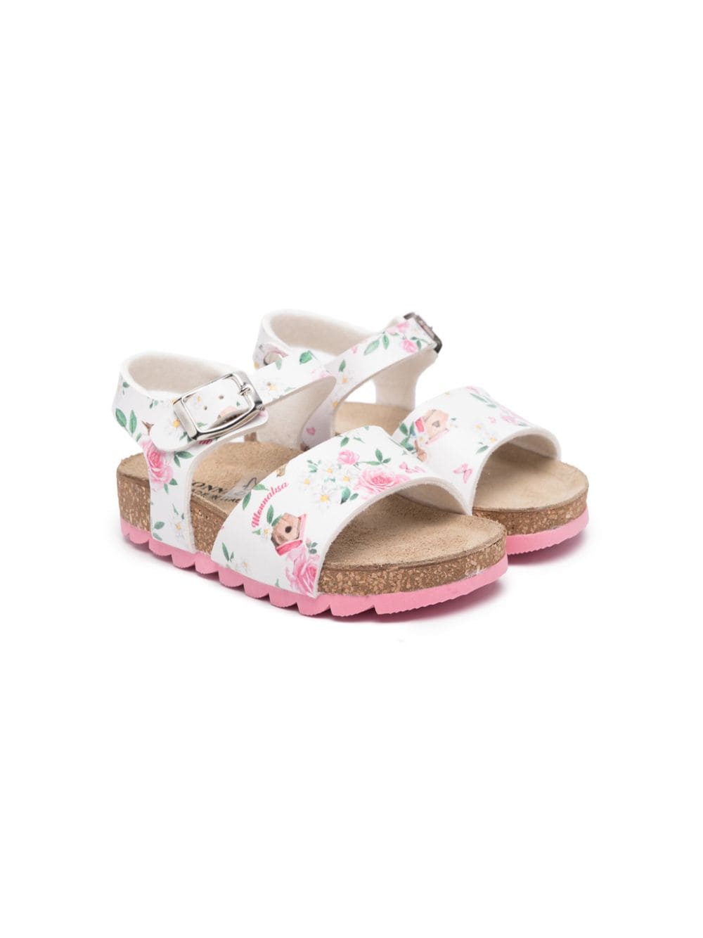 Monnalisa Sandalen mit Blumen-Print - Weiß von Monnalisa