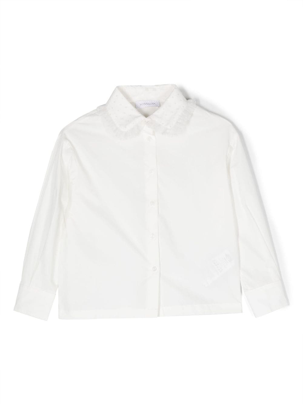 Monnalisa Cropped-Hemd mit Tüllkragen - Weiß von Monnalisa