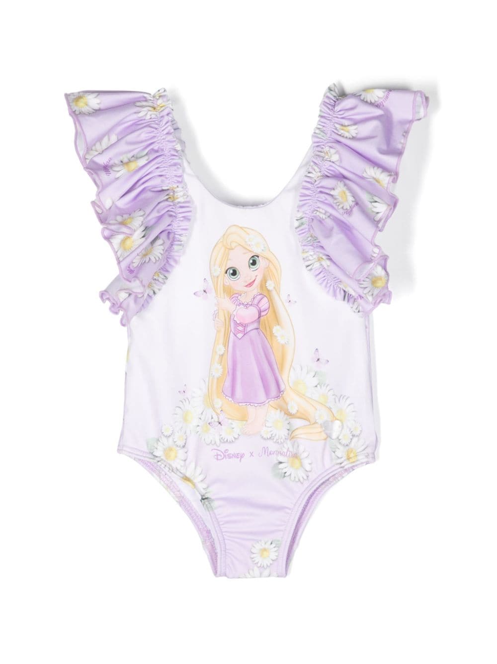 Monnalisa x Disney gerüschter Badeanzug mit Print - Violett von Monnalisa