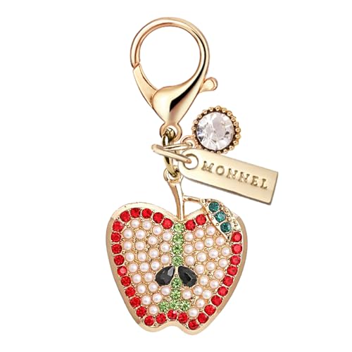 MONNEL MC576 Kleiner Kristall-Apfel-Charm-Anhänger für Damen, mit Samtbeutel (rot, 1 Stück) von Monnel