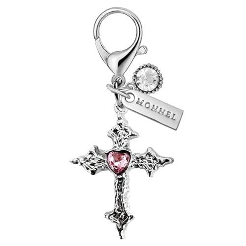MONNEL MC617 Kleines Kristallkreuz Karabinerverschluss für Damen mit Samtbeutel (Rosa, 1 Stück) von Monnel