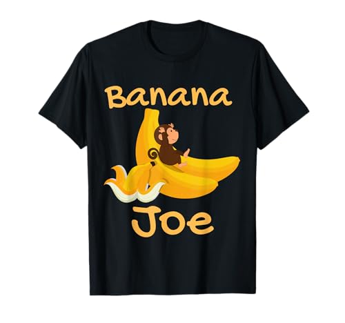 MonnemBlue Süßer Affe and Banane Geschenkidee T-Shirt - Damen & Herren - Unisex - Schwarz - S - Kurzarm - Polyester 100% - Tierdruck - Cartoon - Klassisch - Herbst - 1 Count von MonnemBlue Lustiges Äffchen mit Bananen