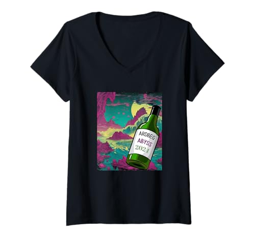 Damen Ardbeg Abyss Malz 2024 T-Shirt mit V-Ausschnitt von Monnemblue Ardbeg Abyss Malt Design