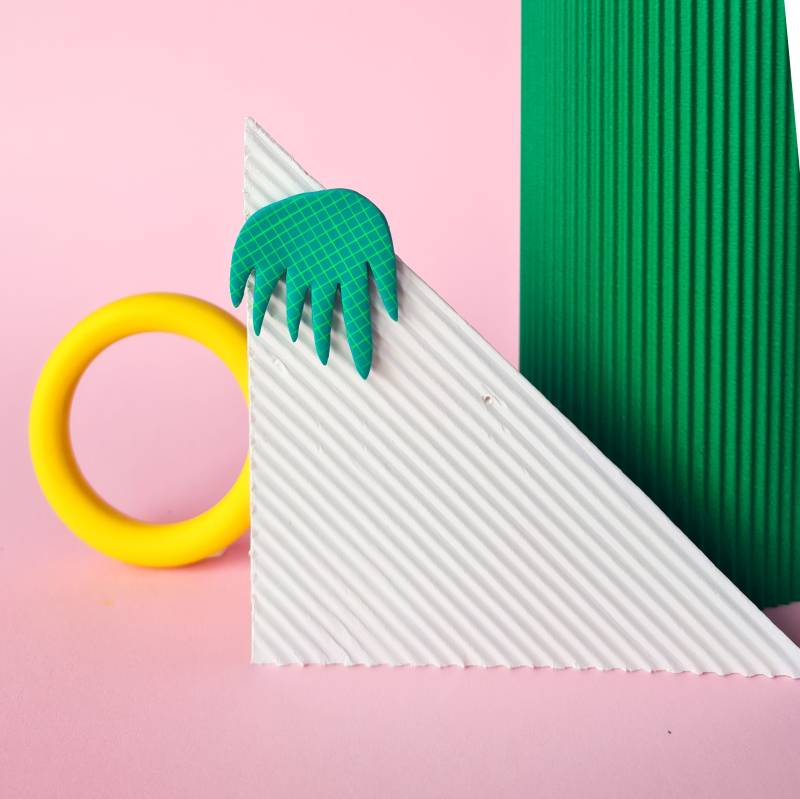 Handgemachte Color Block Brosche Aus Polymer Clay Neon Gelb & Grüne Gitter Anstecknadel von MonoMakery