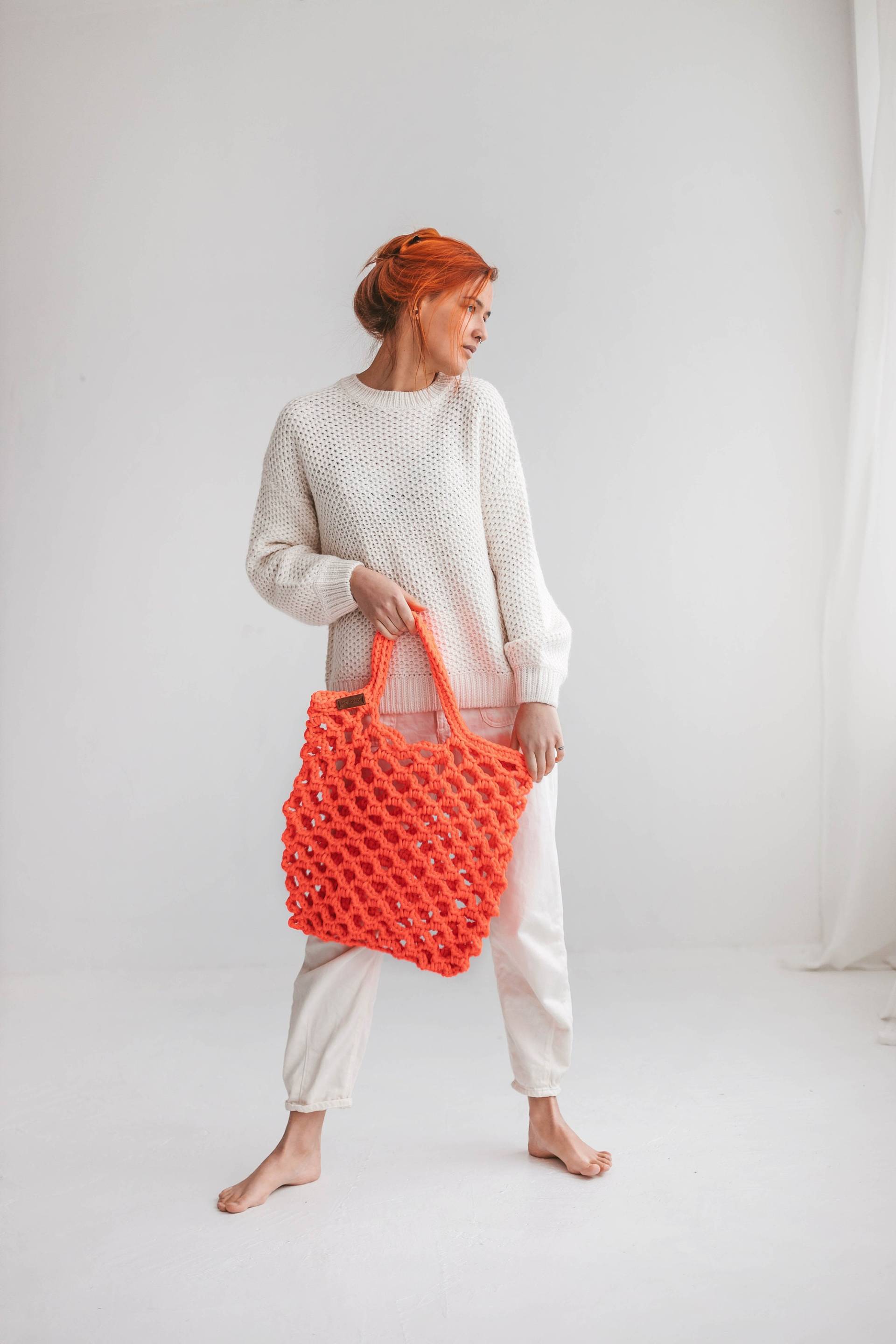 Neon Einkaufstasche, Strandtasche, Taschen, Häkeln Einkaufstasche Handgemacht, Handgemachte Für Frauen von MonoMeyStudio