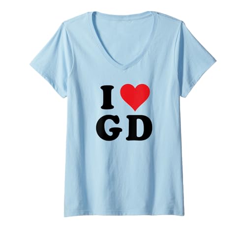 Damen I Heart GD Initials I Love G.D. First And Last Name G D T-Shirt mit V-Ausschnitt von Monogram Initial Names Merch Tees And Stuff