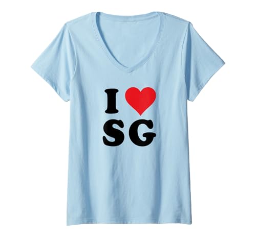 Damen I Heart SG Initials I Love S.G. First And Last Name S G T-Shirt mit V-Ausschnitt Damen I Heart SG Initials I Love S.G. First And Last Name S G T-Shirt mit V-Ausschnitt von Monogram Initial Names Merch Tees And Stuff