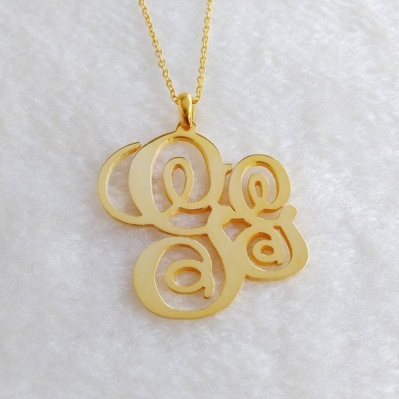 2 Initial Halskette, Personalisierte Monogramm Gold Namensschild Weihnachtsgeschenk 2 Initial Halskette, Personalisierte Monogramm Gold Namensschild Weihnachtsgeschenk von MonogramNecklace2014