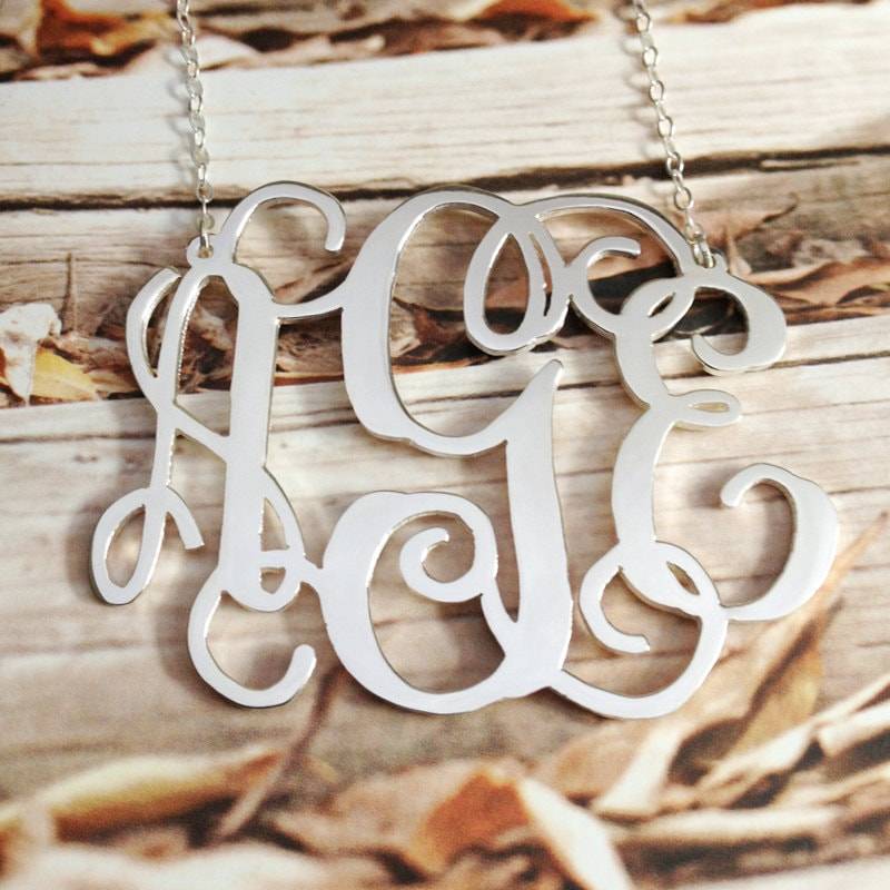 3 Anfangsmonogramm-Halskette, Sterlingsilber-Monogramm-Halskette, Personalisierte Monogrammierte von MonogramNecklace2014