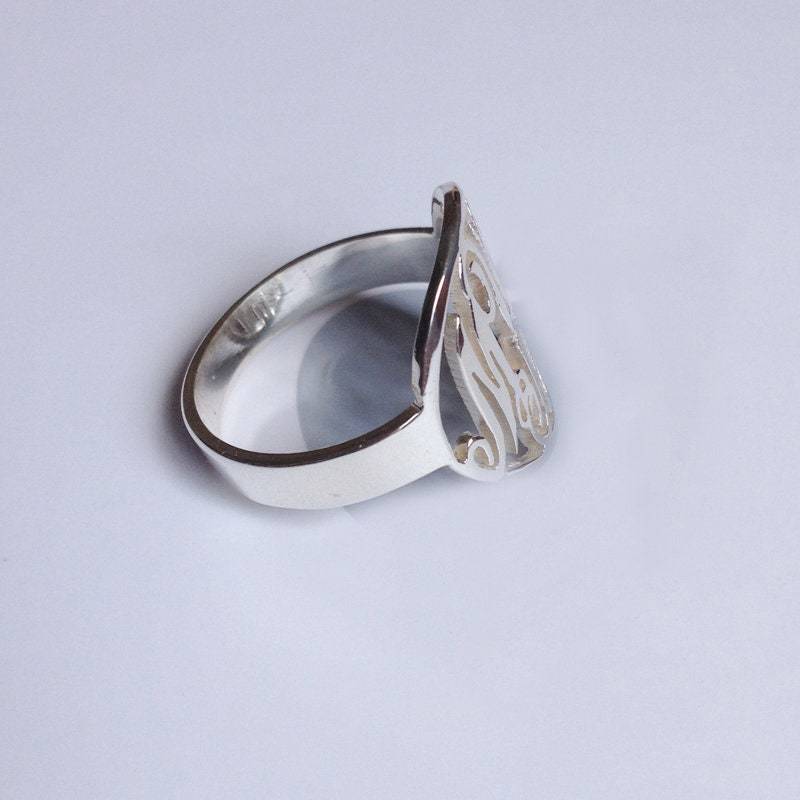 3 Anfangsmonogrammring, Personalisierter Monogrammring, Sterlingsilber-Monogrammring, Gravierter Namensring, Bestes Geschenk von MonogramNecklace2014