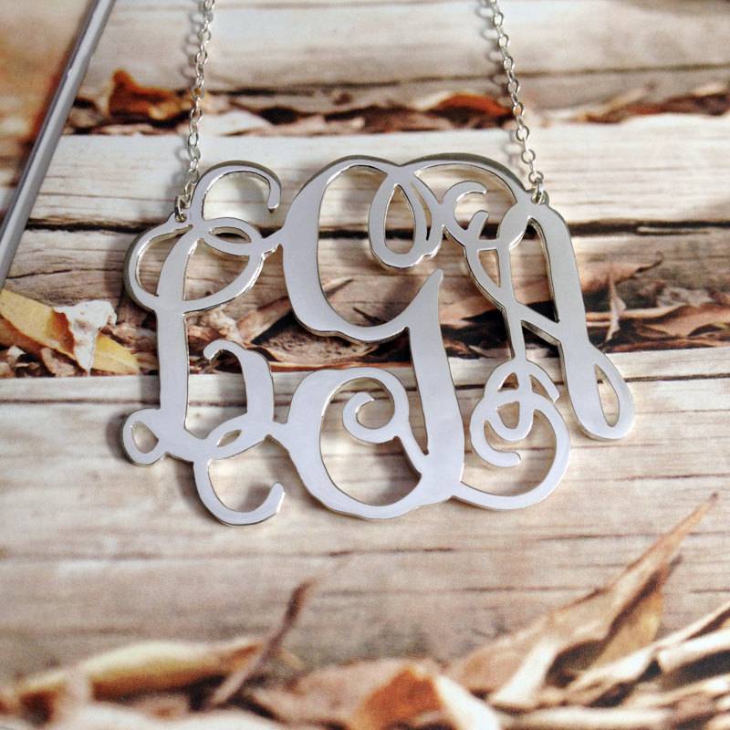 3 Initial Halskette, Goldmonogramm Personalisierte Monogramm Namensschild Halskette Brief Schmuck Beste Geschenk von MonogramNecklace2014