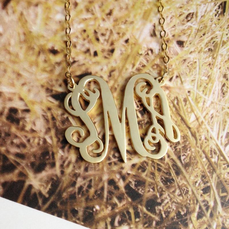 3 Initial Halskette Monogramm Halskette-18K Gold Plated Personalisierte Weihnachtsgeschenk-2 Zoll %100 Handmade von MonogramNecklace2014